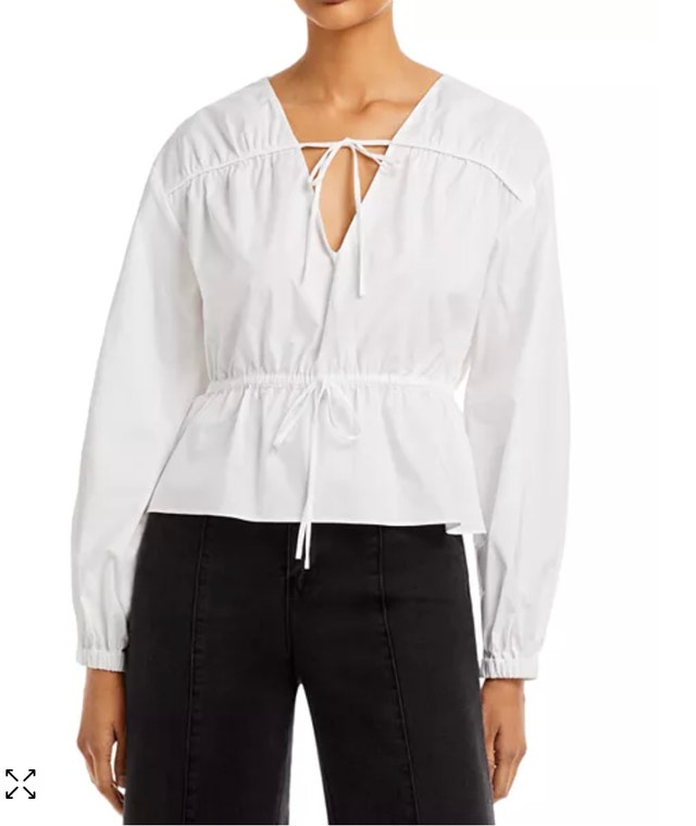 Derek Lam 10 Crosby White Cotton Breanna Top Blouse-Size 0