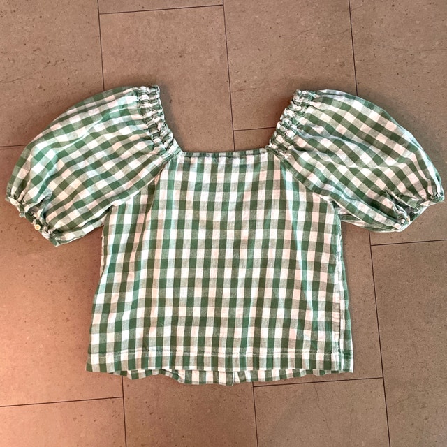 Madewell Linen/Cotton Button-Front Top Green Gingham-MED - photo 4