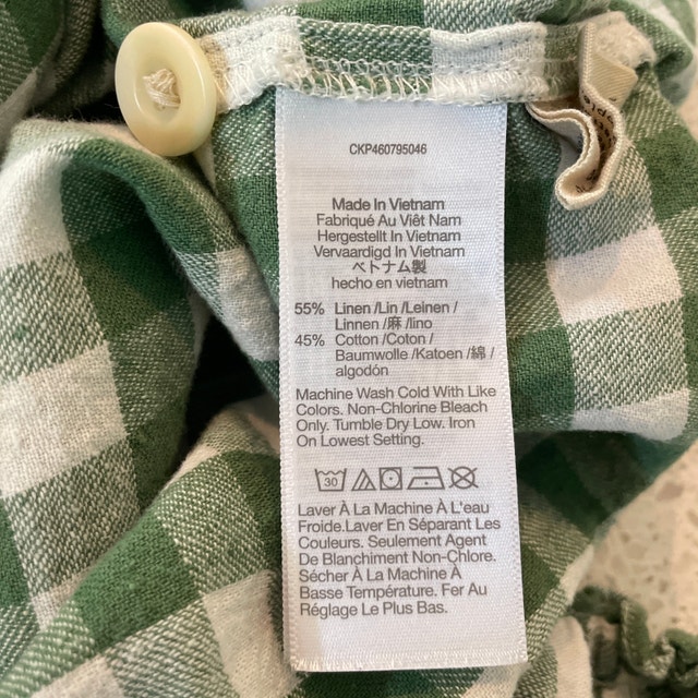 Madewell Linen/Cotton Button-Front Top Green Gingham-MED - photo 5