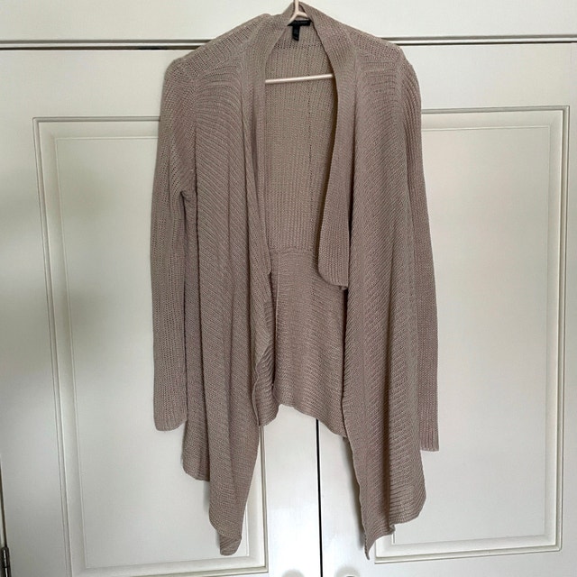 Eileen Fisher Beige Linen Knit Waterfall Cardigan Sweater-Large - photo 4