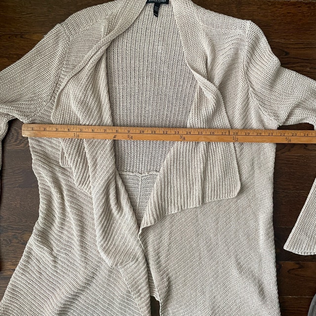 Eileen Fisher Beige Linen Knit Waterfall Cardigan Sweater-Large - photo 5