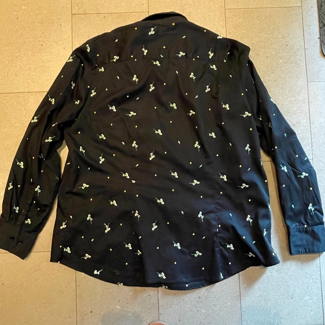 Black Cotton Shirt embroidered Flowers-Contemporaine Simon-2XL - photo 2