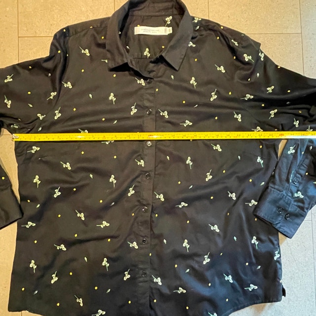 Black Cotton Shirt embroidered Flowers-Contemporaine Simon-2XL - photo 5