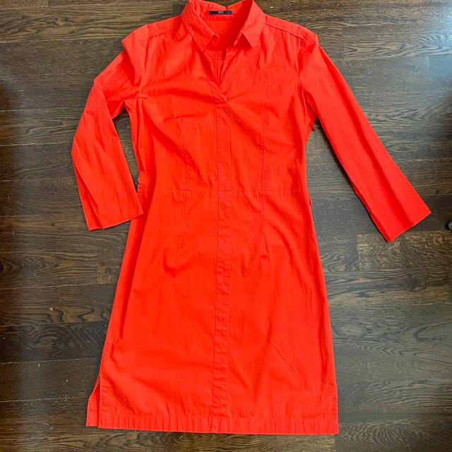 Hugo Boss Dashina3 Orange Cotton blend Shirt Dress-Size 6 - photo 2