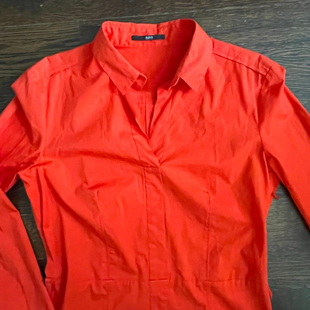 Hugo Boss Dashina3 Orange Cotton blend Shirt Dress-Size 6 - photo 5