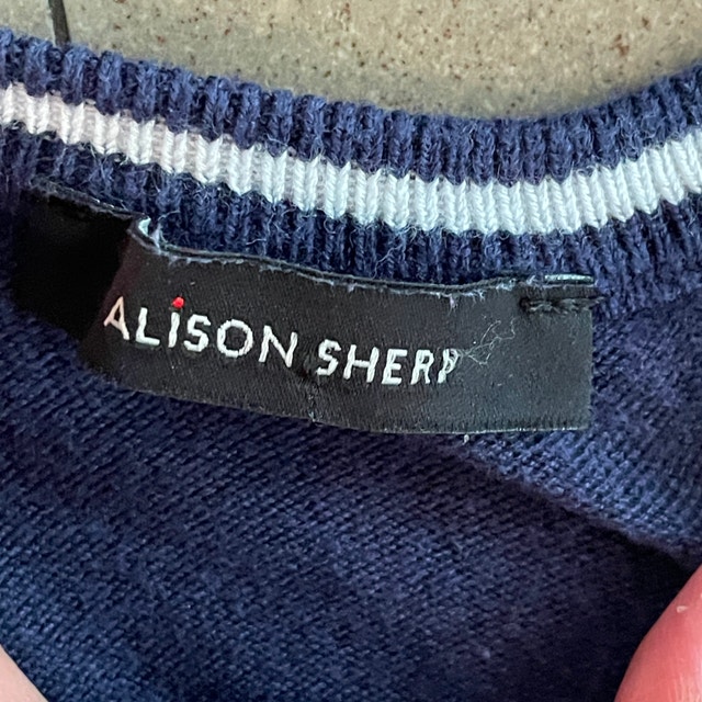 Alison Sheri Navy Blue/White Abstract Print Short Sleeve Top-XS - photo 2