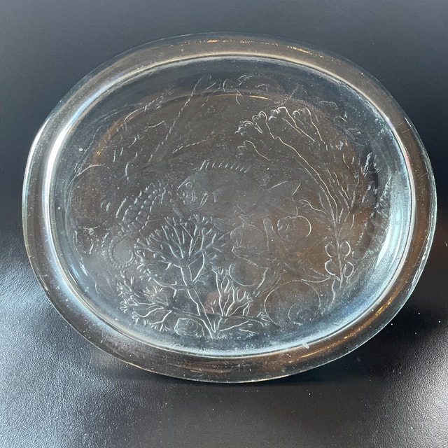 Vintage 70s Kosta Boda Oval glass platter-Party series-Ann Wärff