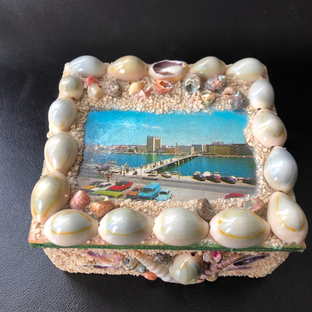 Vintage 50s trinket/jewelry box w/ picture Port Zadar Yugoslavia - photo 2