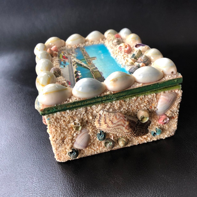 Vintage 50s trinket/jewelry box w/ picture Port Zadar Yugoslavia - photo 3