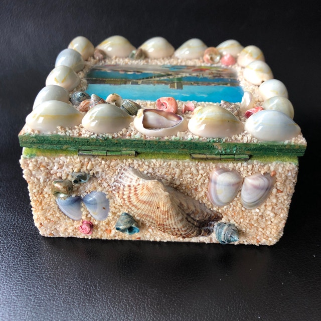 Vintage 50s trinket/jewelry box w/ picture Port Zadar Yugoslavia - photo 4