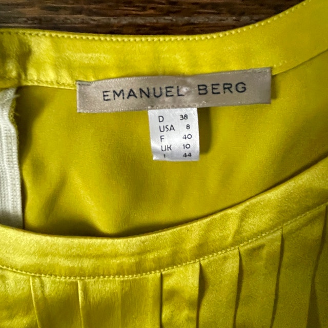 Emanuel Berg Citrine Yellow 100% Silk Short Sleeve Blouse-Size 8 - photo 2