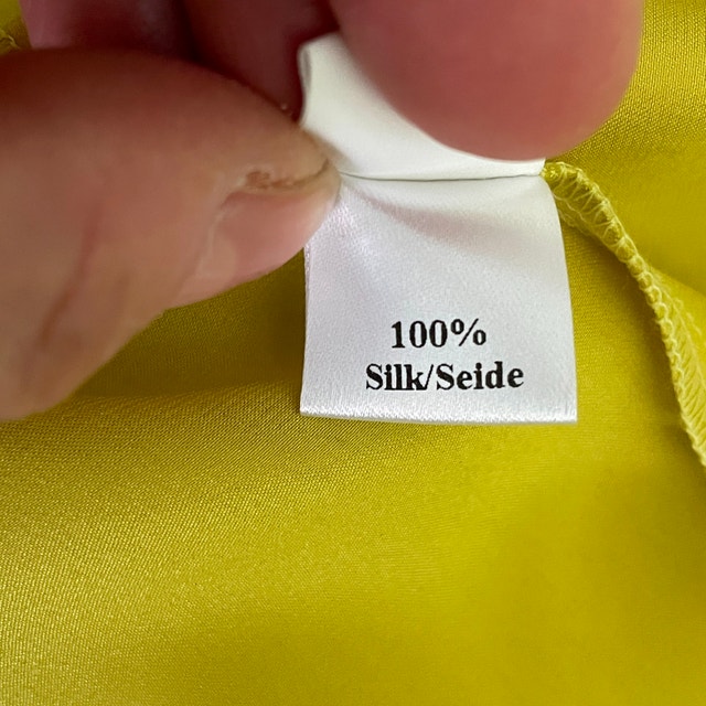 Emanuel Berg Citrine Yellow 100% Silk Short Sleeve Blouse-Size 8 - photo 4