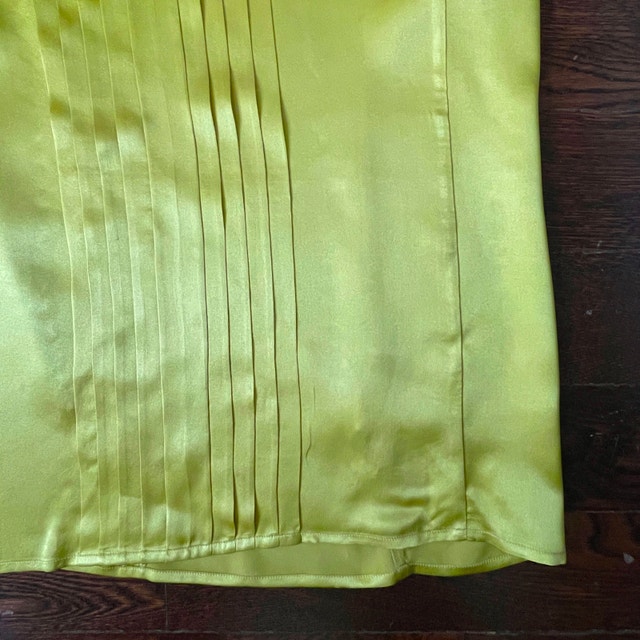 Emanuel Berg Citrine Yellow 100% Silk Short Sleeve Blouse-Size 8 - photo 5