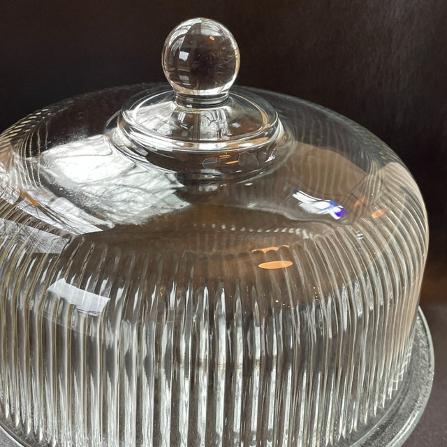 Anchor Hocking Monaco Ribbed Glass Cake Pedestal Stand with Dome - photo 4