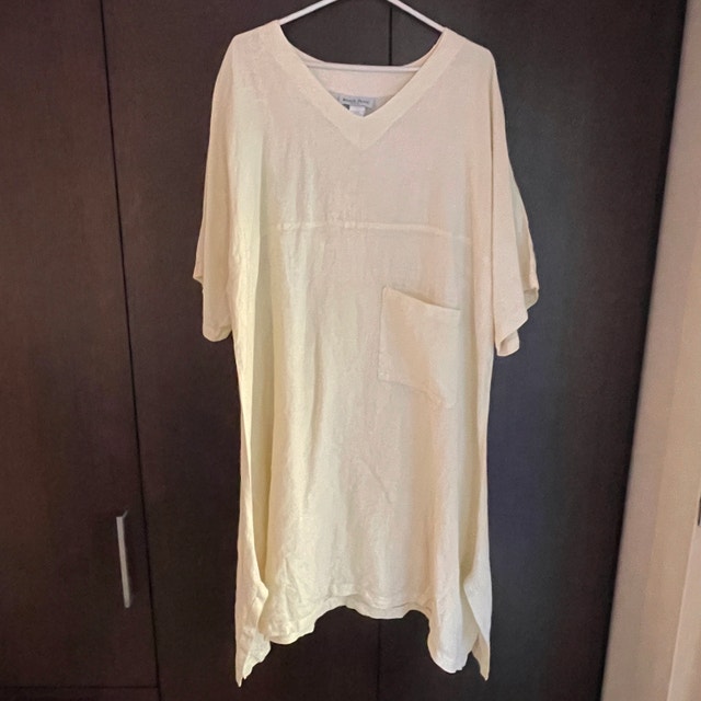 100% Linen Pale Yellow Oversized Dress Match Point USA-L/XL