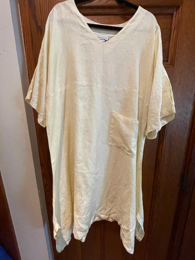 100% Linen Pale Yellow Oversized Dress Match Point USA-L/XL - photo 2