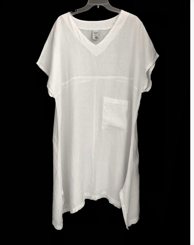 100% Linen Pale Yellow Oversized Dress Match Point USA-L/XL - photo 4
