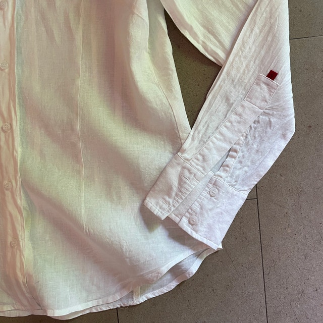 Envelǒp by Jim Smith White Linen Fitted Shirt/Blouse-Large - photo 2