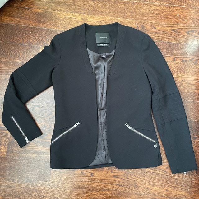 Maison Scotch Punk Radar Black Blazer Open Moto Jacket-Small