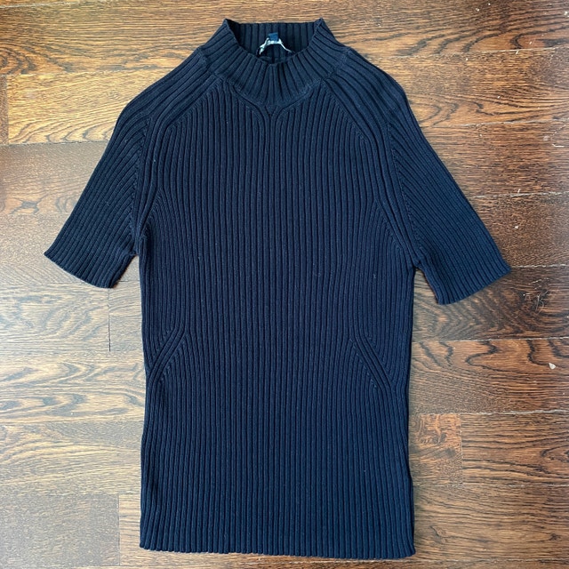 Aquascutum Black Knit short sleeve jersey cotton top-Med/Large