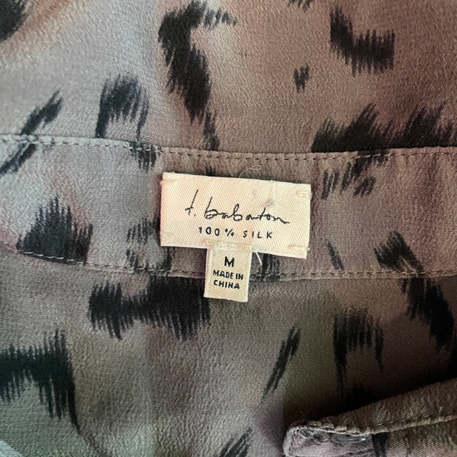 Babaton 100% Silk Sleeveless Blouse-Mocha Brown/black print-MED - photo 2