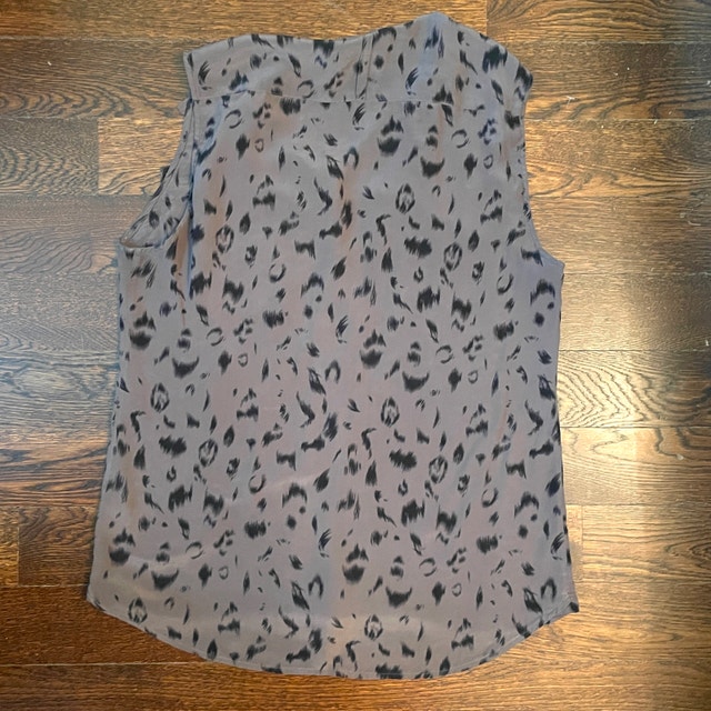 Babaton 100% Silk Sleeveless Blouse-Mocha Brown/black print-MED - photo 3