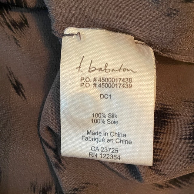 Babaton 100% Silk Sleeveless Blouse-Mocha Brown/black print-MED - photo 5