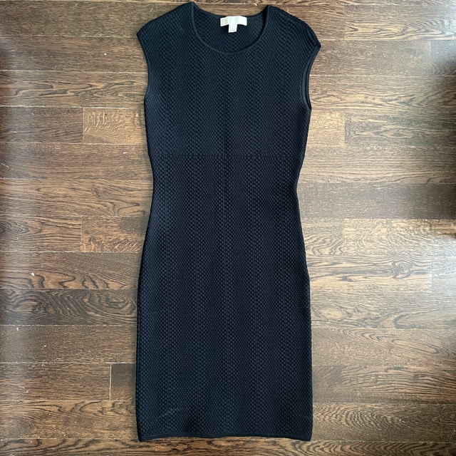 Stunning Michael Kors Black Textured Fabric Bodycon Dress-Small