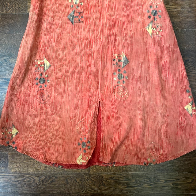 Kaliyana Long Loose Orange Sleeveless Floral Summer Dress-Small - photo 3