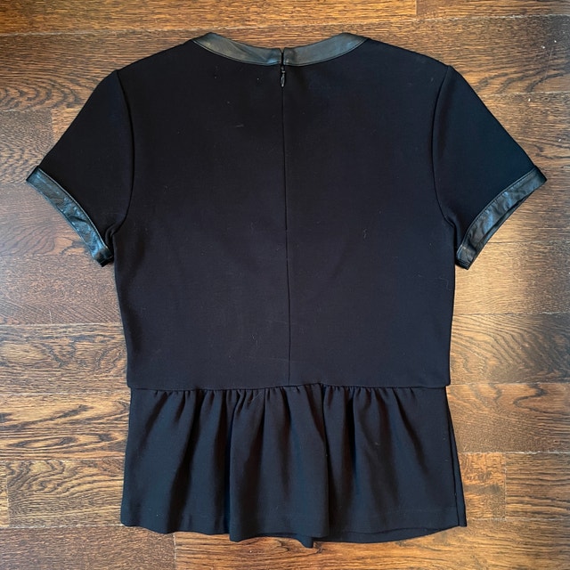 Fabulous Madewell Black Leather Trim Peplum Short Sleeve Top-XS - photo 5
