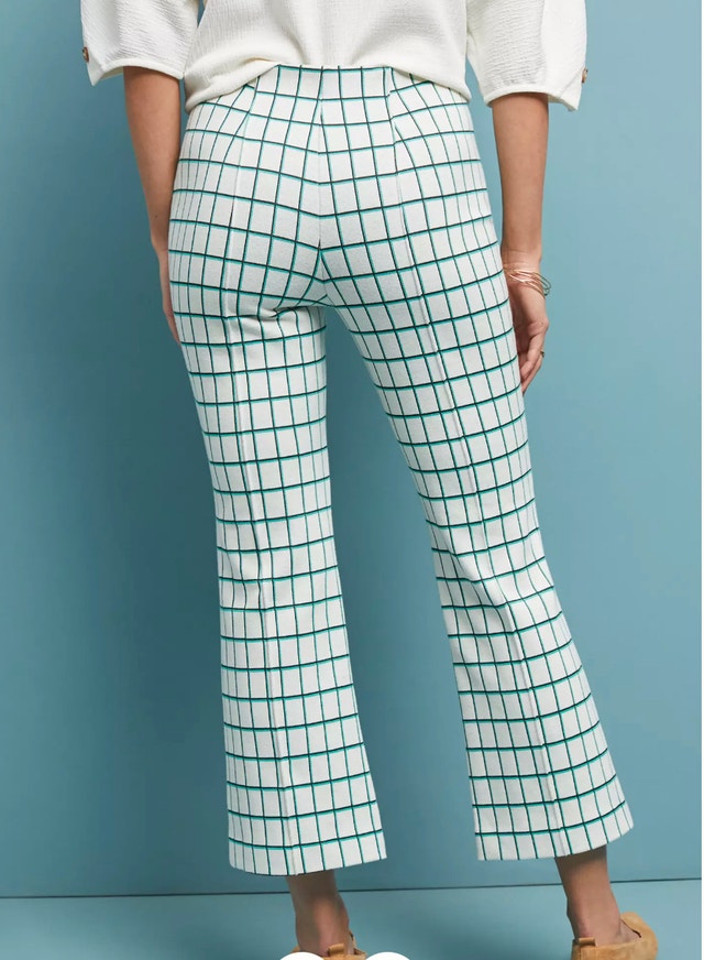 Anthropologie Essential Crop Flare Pant Off White Black Green-XS - photo 3