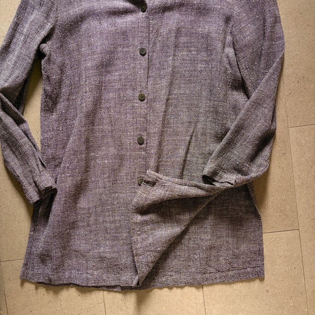 Eileen Fisher Brown Mandarin Collar Womens Tunic Top Shirt-Med - photo 2