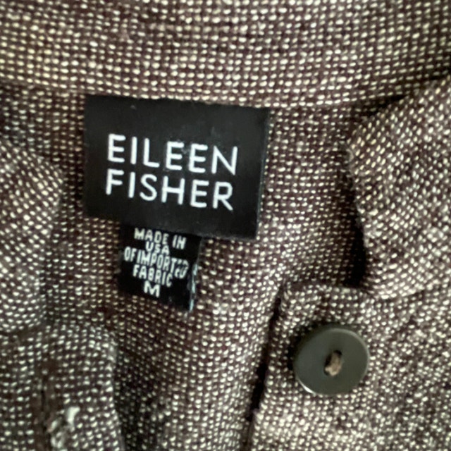 Eileen Fisher Brown Mandarin Collar Womens Tunic Top Shirt-Med - photo 3