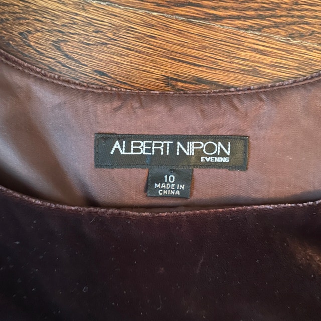 Luxury Albert Nipon Evening Brown Velvet Tank Top-Size 10 - photo 2