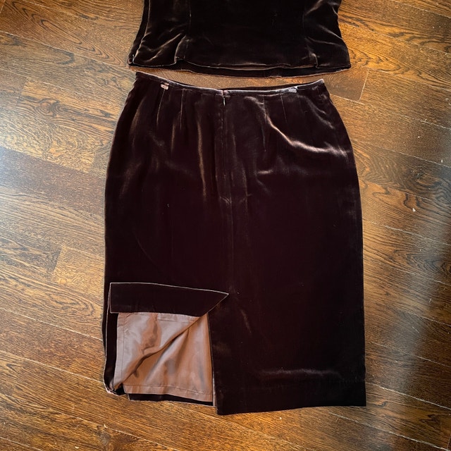 Luxury Albert Nipon Evening Brown Velvet Tank Top-Size 10 - photo 4