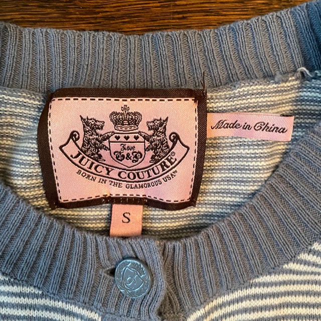 Vintage Juicy Couture Blue/White Cardigan Cashmere Blend-Small - photo 3