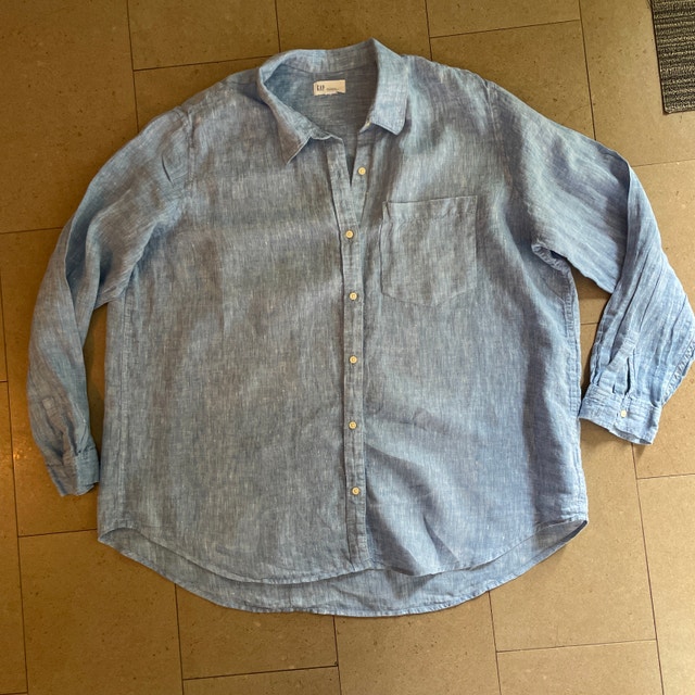 GAP 100% Linen Blue Woman's Shirt Blouse-XXL