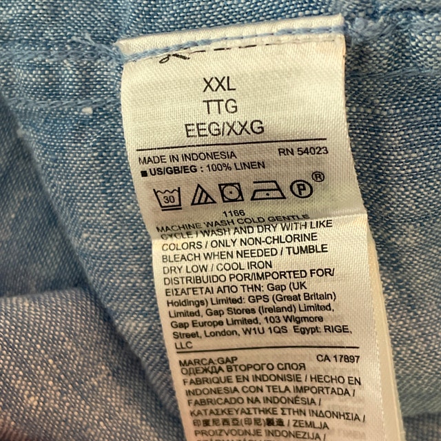 GAP 100% Linen Blue Woman's Shirt Blouse-XXL - photo 4