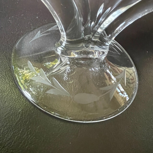 Vintage 50s Heisey Elegant Glass 3 candle candelabra -Deco Style - photo 3