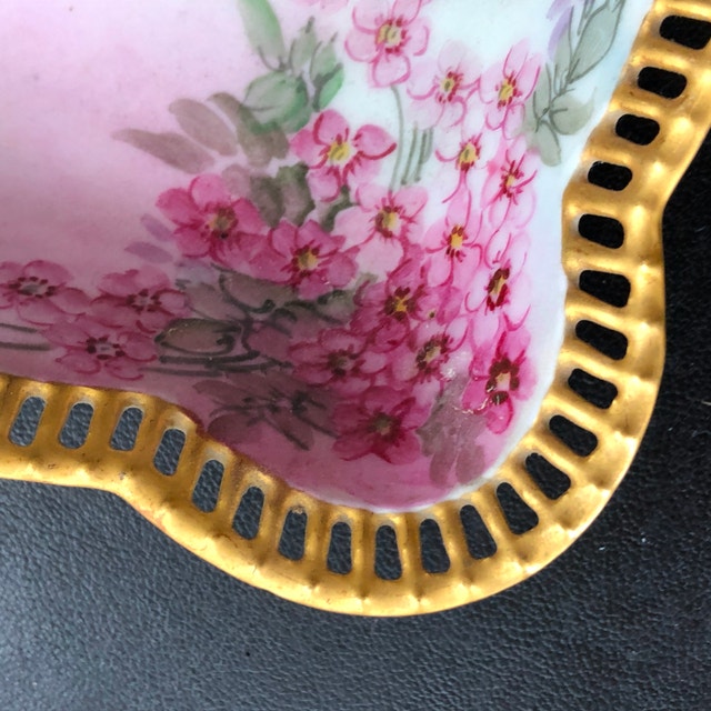 Antique Schumann Bavaria Reticulated Square bowl dish - photo 2