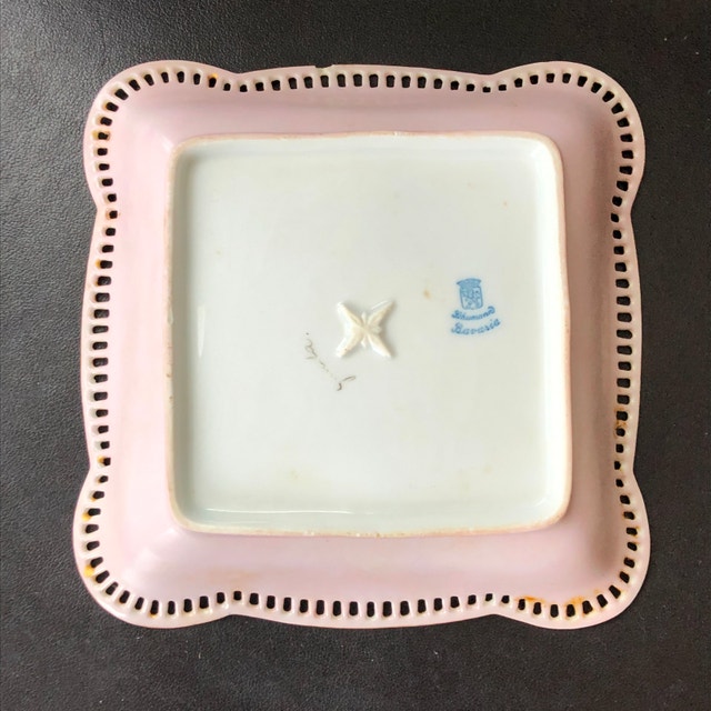 Antique Schumann Bavaria Reticulated Square bowl dish - photo 3