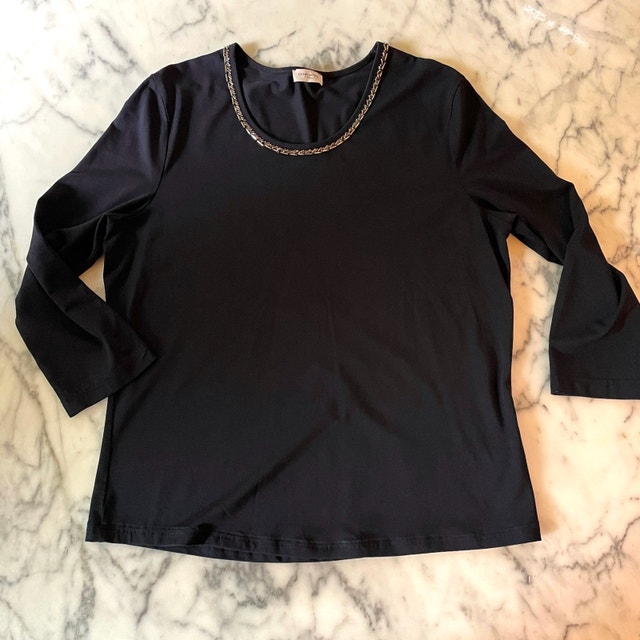 Gerry Weber Collection black jersey top w/ bead detail -Size 10