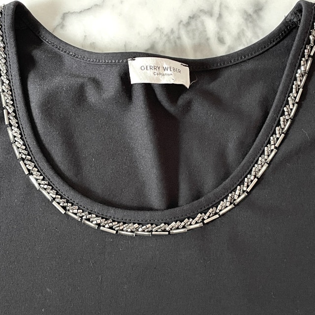 Gerry Weber Collection black jersey top w/ bead detail -Size 10 - photo 2