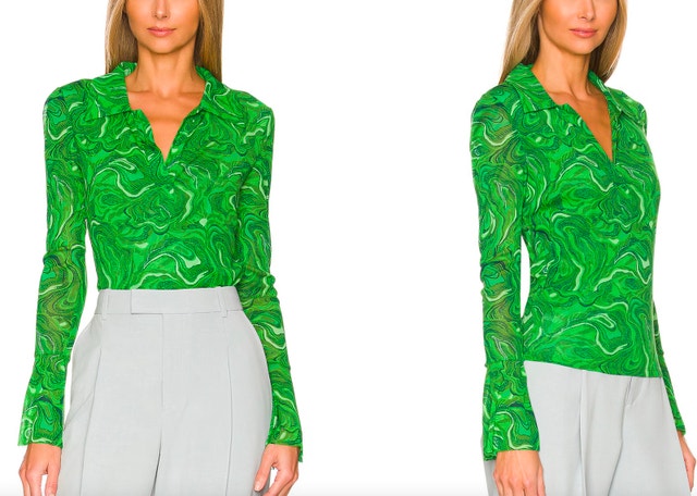 Diane Von Furstenberg Mackenzie Mesh Top-Marble Billiard Green-M - photo 4