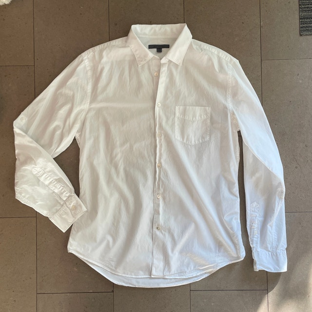 John Varvatos Slim White 100% Cotton Men's Shirt-Medium
