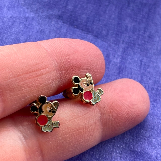 Vintage Mickey Mouse stud earrings for pierced ears