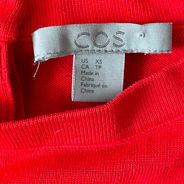 COS Red Knit Top with Silk Panel and Back Buttons-Size XS - photo 3