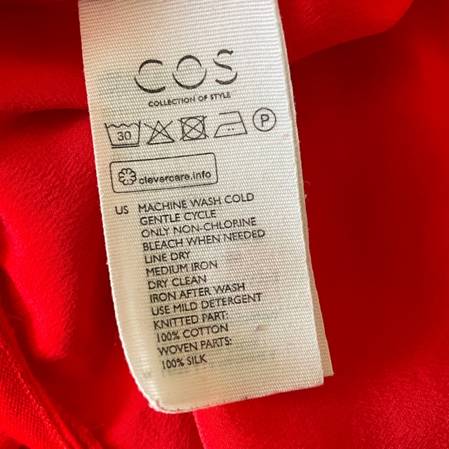 COS Red Knit Top with Silk Panel and Back Buttons-Size XS - photo 5