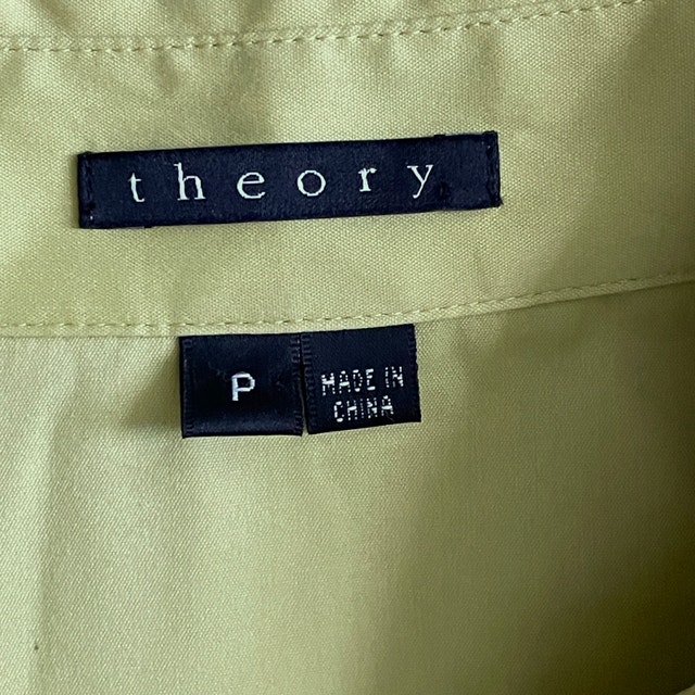 Theory Stretch Cotton "Ivy" Shirt Blouse-Pale Lime Green-Sz 0/XS - photo 2