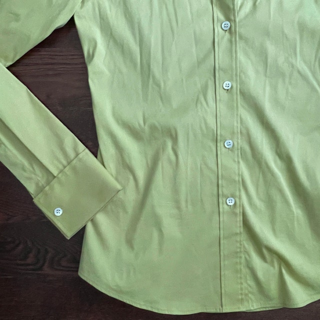 Theory Stretch Cotton "Ivy" Shirt Blouse-Pale Lime Green-Sz 0/XS - photo 4
